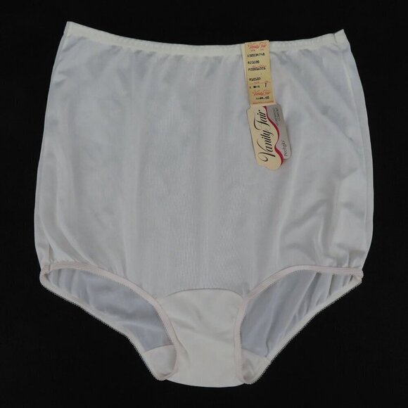 VTG NOS Vanity Fair Womens 7 Pechglo 16001 Solid White Panty NEW Lightweight